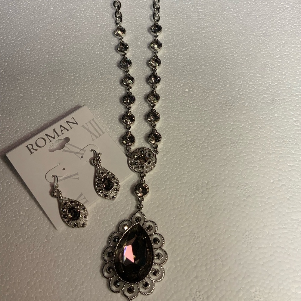 Roman necklace and earrings set. wedding or party.